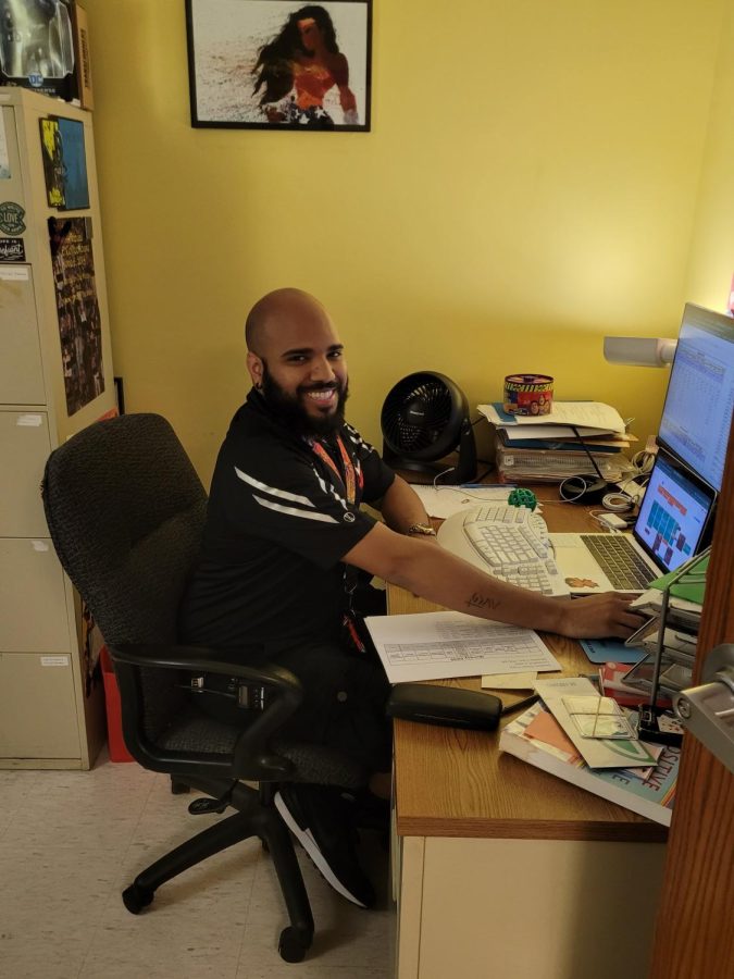 DJ at work in his office at ACE as Social Worker.