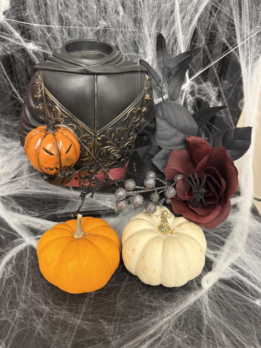 Festive decorations creates a spooky atmosphere for Halloween celebrations.